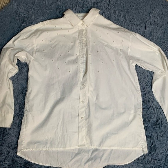KARL LAGERFELD PARIS Embellished with pearls - white shirt Size S - Picture 2 of 4